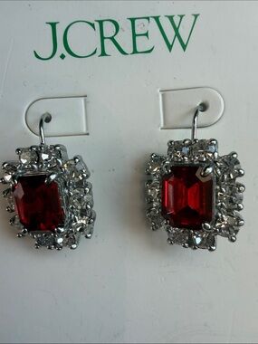 J. Crew Garnet-Red Crystal Halo Earrings